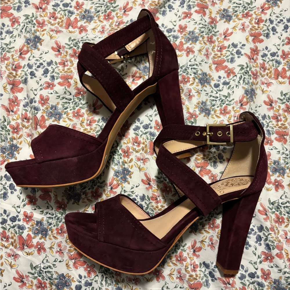 Vince Camuto Dark Red Suede Heels